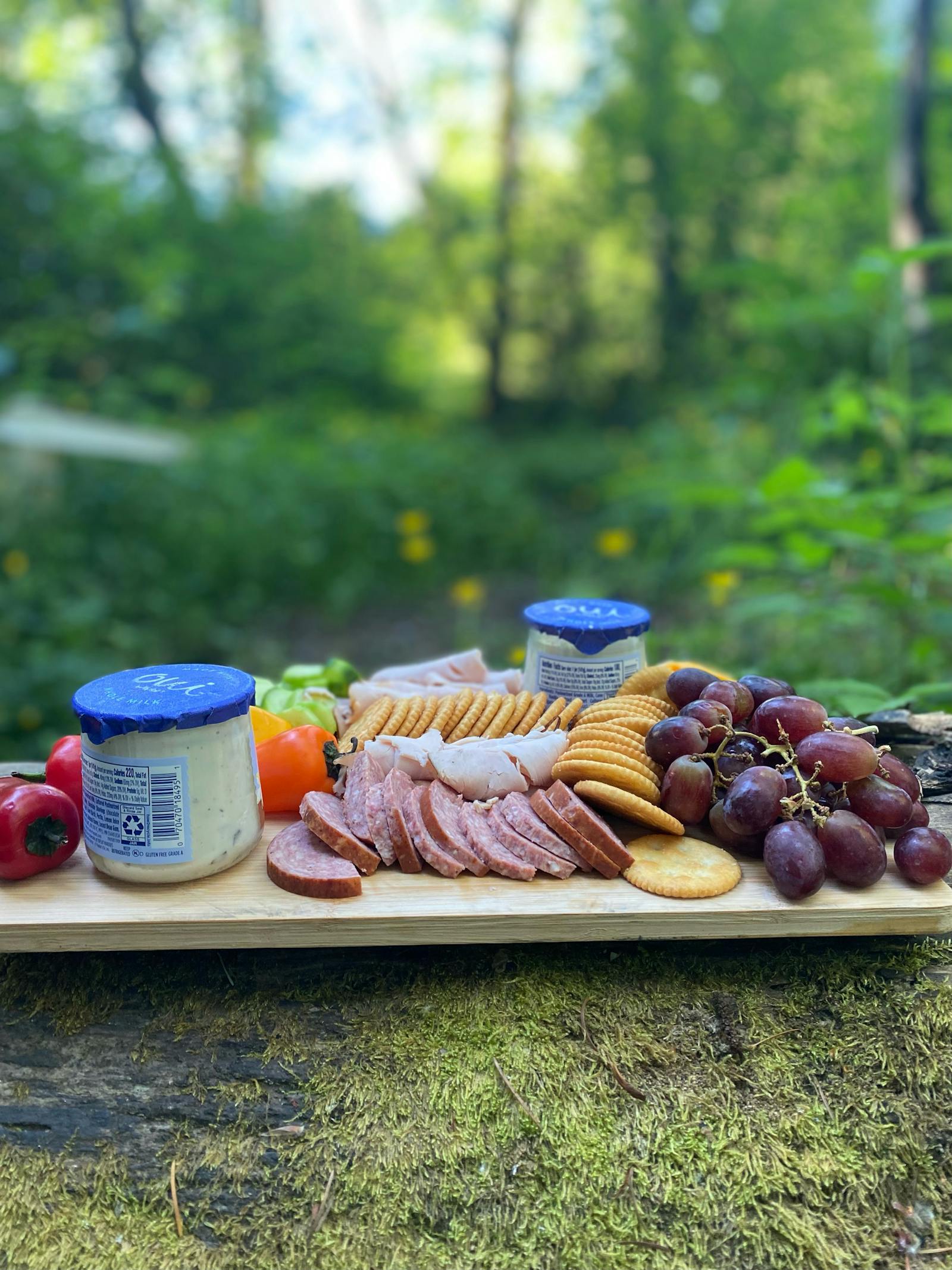 Outdoor picnic grazing board in nature